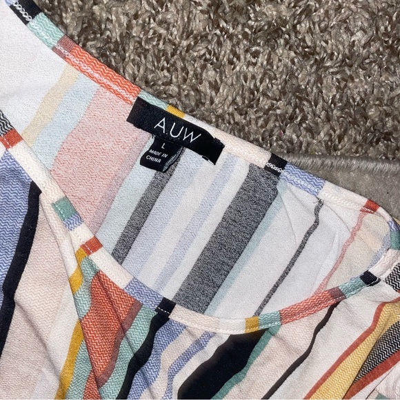 AUW Striped Blouse, Size Large - Picture 4 of 6